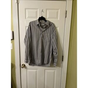 Calvin Klein Men's Long Sleeve Button Down Shirt large black  beige With Pocket.